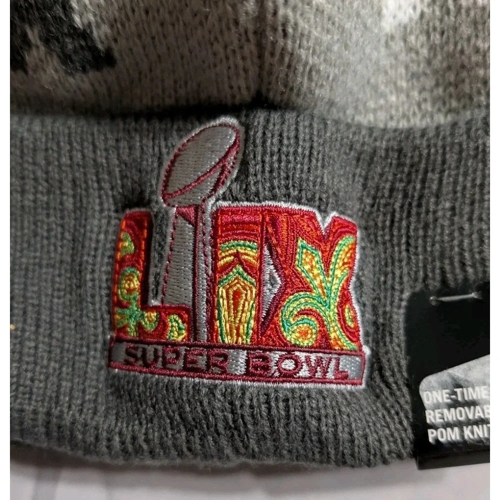 NWT Kansas City Chiefs Super Bowl LIX Knit Beanie Hat New Era‎ Gray Pom NFL